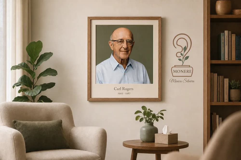 Retrato enmarcado de Carl Rogers, referente del Enfoque Centrado en la Persona